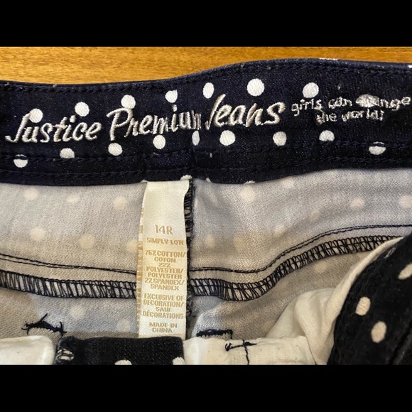 Justice Premium Skinny Blue & White Polkadot Jeans - Picture 4 of 4